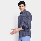 Men's Cotton Casual Shirt, मध्यम नीला, small image number null